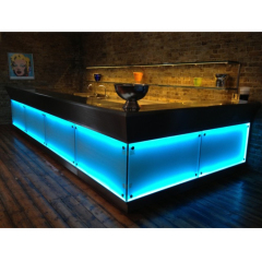 RGB Led Lighted Salad Bar Counter Stools Black Color
