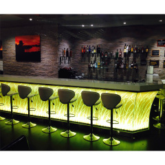 Modern White Onyx Stone Coffee Bar Counter LED Restaurant Bar Furniture