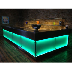 RGB Led Lighted Salad Bar Counter Stools Black Color