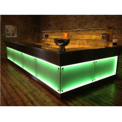 RGB Led Lighted Salad Bar Counter Stools Black Color