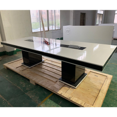 White and Black Conference Table Furniture with Power Sockets