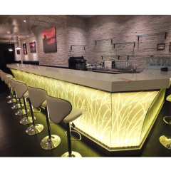 Modern White Onyx Stone Coffee Bar Counter LED Restaurant Bar Furniture