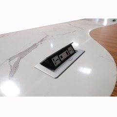 Quartz Stone Desk Top Conference Table with Stainless Steel Base