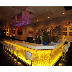 Modern White Onyx Stone Coffee Bar Counter LED Restaurant Bar Furniture