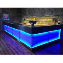 RGB Led Lighted Salad Bar Counter Stools Black Color