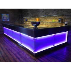 RGB Led Lighted Salad Bar Counter Stools Black Color
