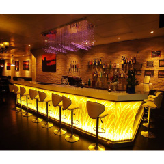 Modern White Onyx Stone Coffee Bar Counter LED Restaurant Bar Furniture