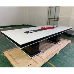 White and Black Conference Table Furniture with Power Sockets