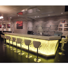 Modern White Onyx Stone Coffee Bar Counter LED Restaurant Bar Furniture