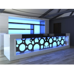 White Artificial Stone Restaurant Led Bar Counter with Back Display