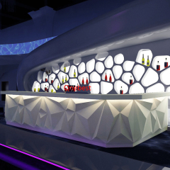 Diamond Shape Bar Counter Set White Corian Solid Surface Cafe Counter Bar