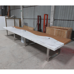 Quartz Stone Desk Top Conference Table with Stainless Steel Base