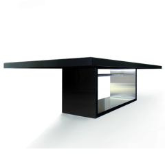 Black Artificial Stone Table Top Glass Conference Table Cheap Price