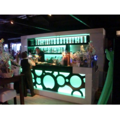 White Artificial Stone Restaurant Led Bar Counter with Back Display