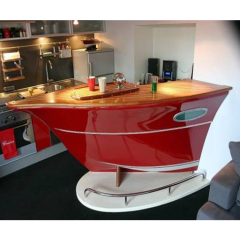 Red Front Counters Boat Shape House Bar Modern Bar Counter