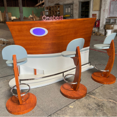 Archaic Design Style Led Wooden Bar Counter Stools for Home Kitchen