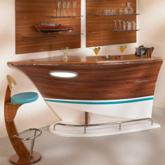 Archaic Design Style Led Wooden Bar Counter Stools for Home Kitchen