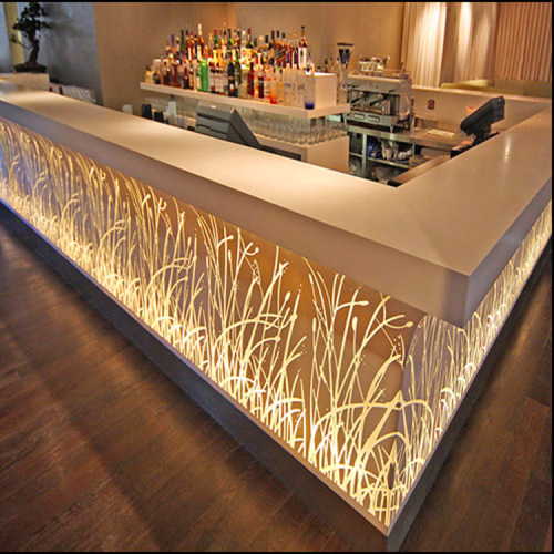 Flower Pattern Glass Service Bar Counter Commercial Used Bar Counters