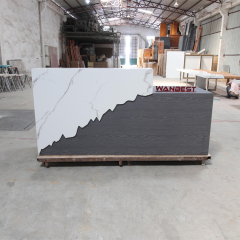 China OEM Factory Manufacture White Marble Stone Reception Desk MDF Cabinet