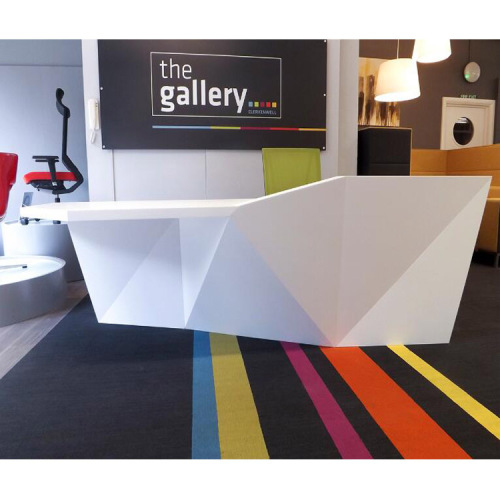 Wholesale Artificial Stone Cashier Counter Diamond Shape Reception Desk