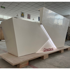 Airport Information Desk White Staight Shaped Reception Counter