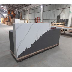 China OEM Factory Manufacture White Marble Stone Reception Desk MDF Cabinet
