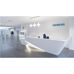 Airport Information Desk White Staight Shaped Reception Counter
