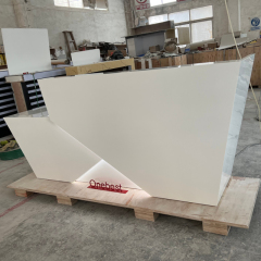 Airport Information Desk White Staight Shaped Reception Counter