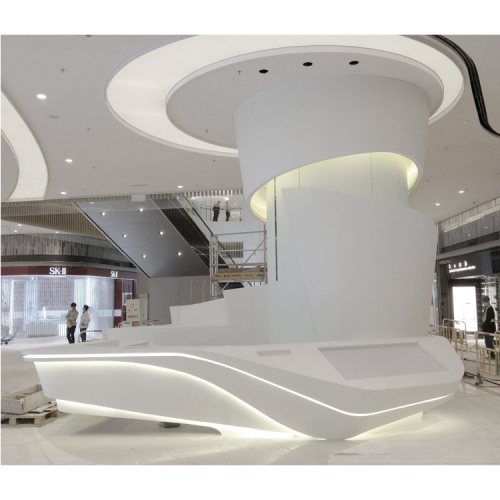 Fashion White LED Artificial Stone Reception Desk for Shop Mall