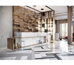 Corian Marble Office Furniture 5 Star Hotel Luxurious Reception Desk