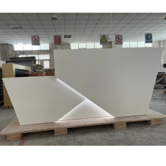 Airport Information Desk White Staight Shaped Reception Counter