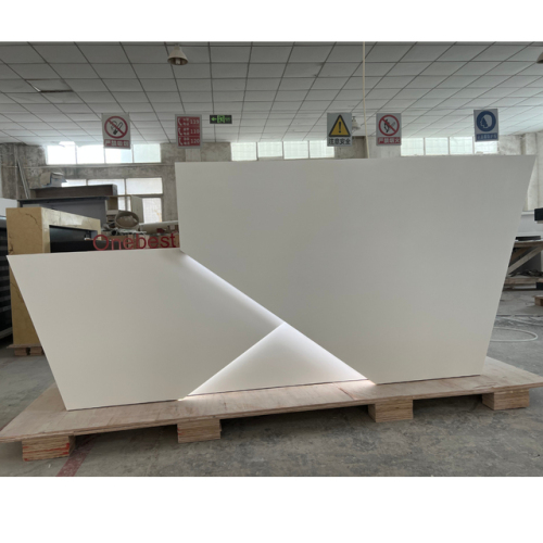 Airport Information Desk White Staight Shaped Reception Counter