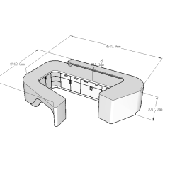 U Shape Large Size Hall Information Table Round Reception Counter Desk