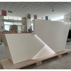 Airport Information Desk White Staight Shaped Reception Counter