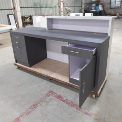 China OEM Factory Manufacture White Marble Stone Reception Desk MDF Cabinet