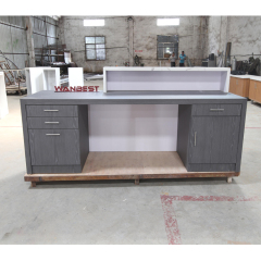 China OEM Factory Manufacture White Marble Stone Reception Desk MDF Cabinet
