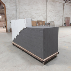 China OEM Factory Manufacture White Marble Stone Reception Desk MDF Cabinet