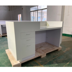 Matte White Front Desk Table Small Checkout Counter