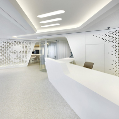 Hair Salon Office Middle Size Furniture Solid Surface Reception Desk Design