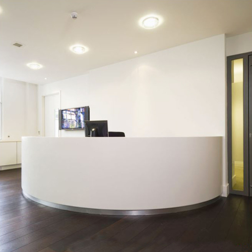 Rounded Stainless Steel Base Reception Desk with Counter