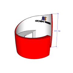 Red Solid Surface Stone Reception Desk Counter Design Round Shape
