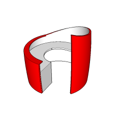 Red Solid Surface Stone Reception Desk Counter Design Round Shape