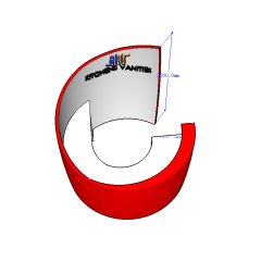 Red Solid Surface Stone Reception Desk Counter Design Round Shape