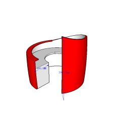 Red Solid Surface Stone Reception Desk Counter Design Round Shape