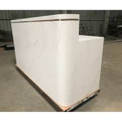Custom Curved Small White Solid Surface Hair Nail Salon Reception Desk