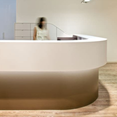 Round Corner Design Pharmacy Reception Desk Corian Stone Table
