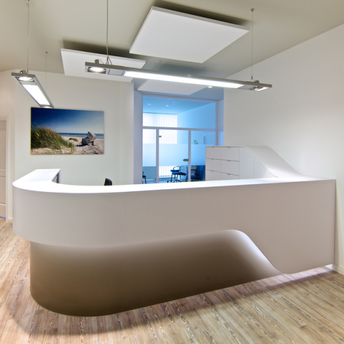 Round Corner Design Pharmacy Reception Desk Corian Stone Table