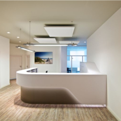 Round Corner Design Pharmacy Reception Desk Corian Stone Table