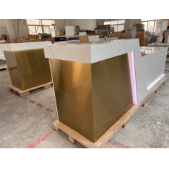 White and Gold Marble Salon Furniture Modern Polish Reception Desk