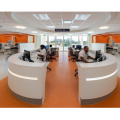 White Salon Desk Dimensions Led Exhibition Reception Counter